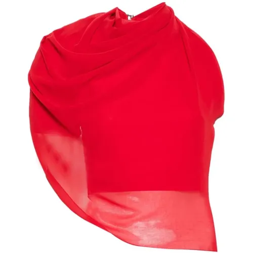 Rotes Georgette Gerafftes Hochgeschlossenes Kleid , Damen, Größe: S - Jacquemus - Modalova