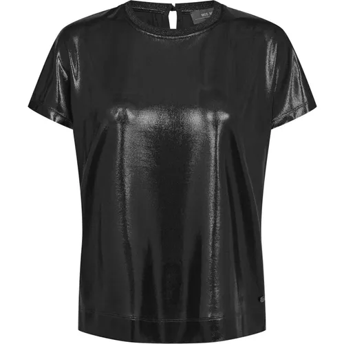 Metallic Tee Top Schwarz , Damen, Größe: L - MOS MOSH - Modalova