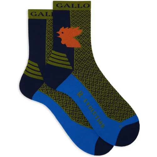 Unisex kurze blaue technische Frottee-Socken mit Dreiecksmotiv - Gallo - Modalova