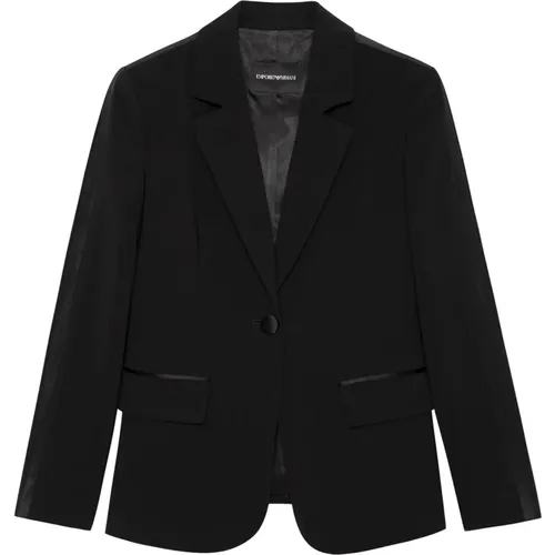 Satin Smoking Jacket with Refined Style , female, Sizes: XS - Emporio Armani - Modalova