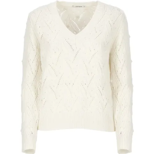 Weißer Kaschmir V-Ausschnitt Pullover , Damen, Größe: XS - Kangra - Modalova