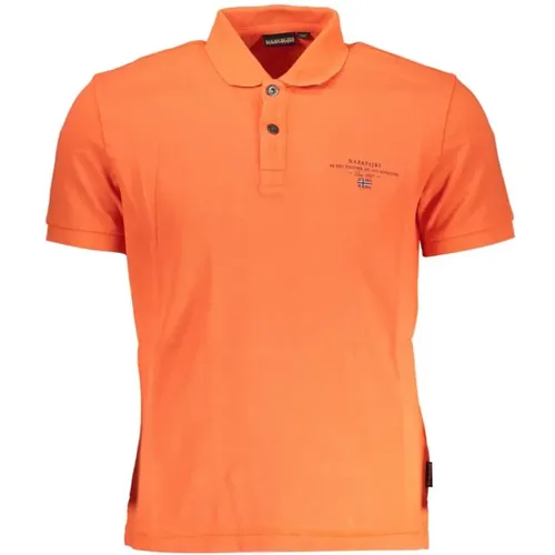 Elegantes Rosa Polo mit Eleganter Stickereidetail , Herren, Größe: M - Napapijri - Modalova