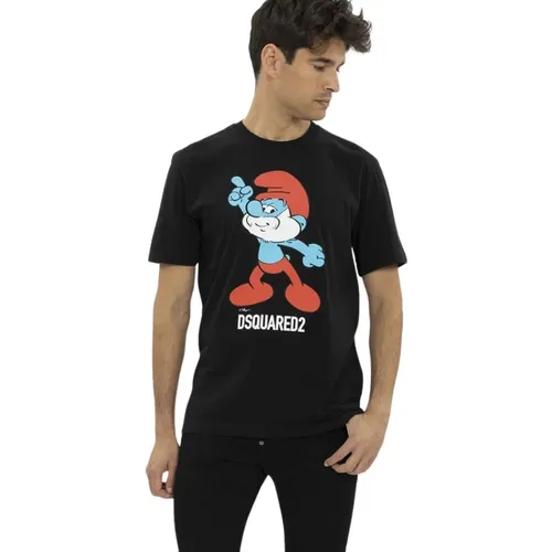 Smurfs Dc Kurzarm T-Shirt , Herren, Größe: XL - Dsquared2 - Modalova