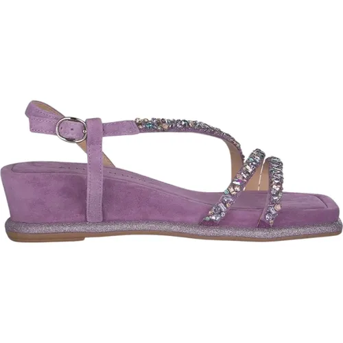Rhinestone Wedge Sandals , female, Sizes: 6 UK, 4 UK, 5 UK - Alma en Pena - Modalova