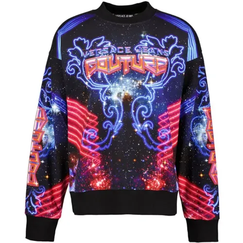 Multicolor Logo Galaxy Sweatshirt , male, Sizes: M - Versace Jeans Couture - Modalova