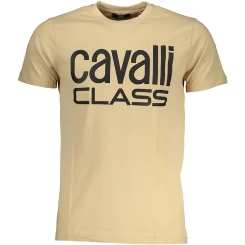 Bedrucktes Logo Rundhals T-Shirt , Herren, Größe: L - Cavalli Class - Modalova