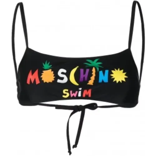 Schwarzer Bikini mit Logo-Print - Moschino - Modalova
