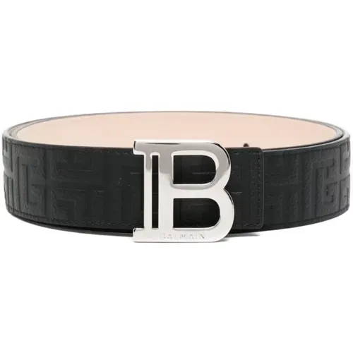 Embossed Monogram Leather Belt , male, Sizes: 105 CM, 90 CM, 95 CM - Balmain - Modalova