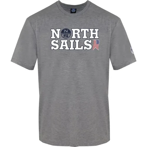 Kurzarm Rundhals Baumwoll T-Shirt , Herren, Größe: L - North Sails - Modalova