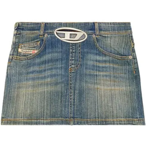 Denim Skirt Oval Buckle , female, Sizes: W25, W26, W24, W27 - Diesel - Modalova