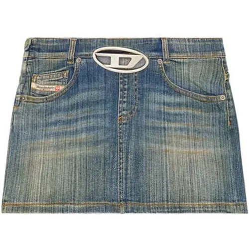 Denim Skirt Oval Buckle , female, Sizes: W25, W26, W27 - Diesel - Modalova