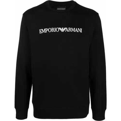 Schwarzer Logo-Print-Pullover , Herren, Größe: 2XL - Emporio Armani - Modalova