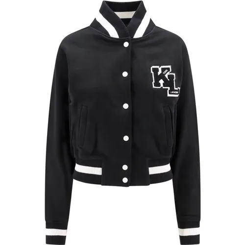 Schwarzer Sweatshirt mit Druckknöpfen , Damen, Größe: 2XS - Karl Lagerfeld - Modalova