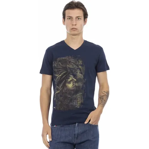 Kurzarm V-Ausschnitt T-Shirt , Herren, Größe: S - Trussardi - Modalova