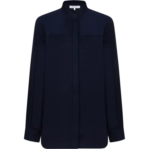 Navy Collarless Shirt , female, Sizes: XS - Maison Kitsuné - Modalova