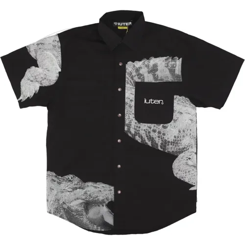Schwarzes Krokodil Streetwear T-Shirt , Herren, Größe: L - Iuter - Modalova