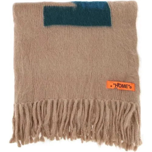 Cappuccino mohair blend blanket , male, Sizes: ONE SIZE - Off White - Modalova