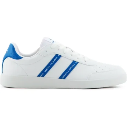 Weiße Sneakers mit Blauen Details , Herren, Größe: 43 EU - Armani Exchange - Modalova