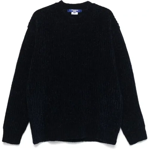 Blauer Rippstrick-Crew-Neck-Pullover - Junya Watanabe - Modalova