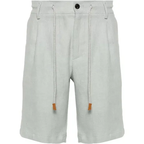 Drawstring linen bermuda shorts , male, Sizes: W32 - Eleventy - Modalova