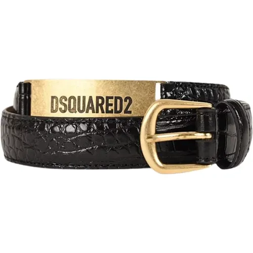 Crocodile-Effect Leather Belt , male, Sizes: 85 CM - Dsquared2 - Modalova