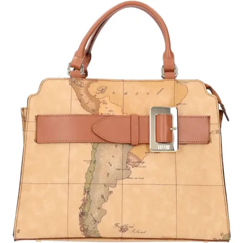 Klassische Geo-Print-Handtasche mit goldener Schnalle - Alviero Martini 1a Classe - Modalova