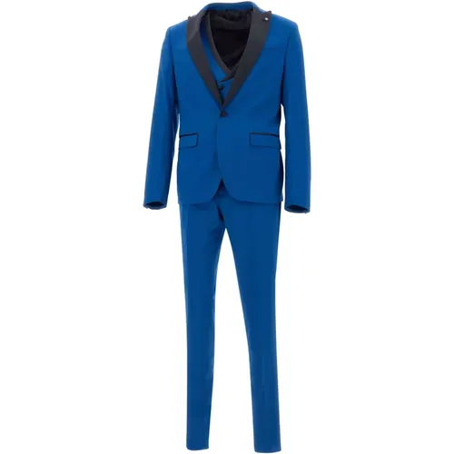 Turquoise Three-Piece Formal Suit , male, Sizes: XL, M, L - Manuel Ritz - Modalova