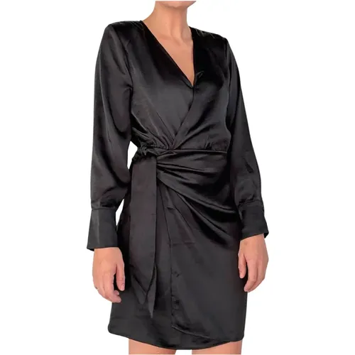 Long Sleeve Wrap Dress with Shoulder Pads , female, Sizes: L, M - Norr - Modalova