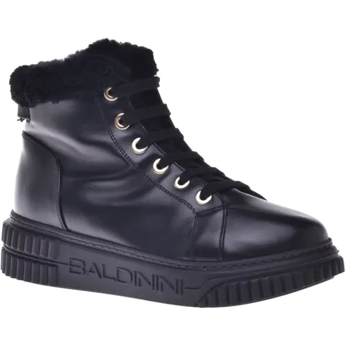 Combat boots in leather and sheepskin - Baldinini - Modalova