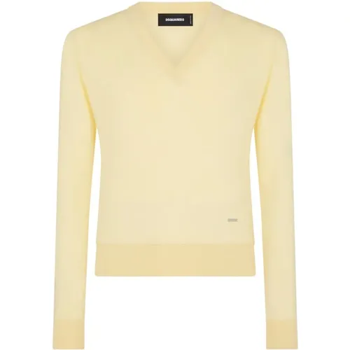 Fine Gauge V Neck Sweater Size: M, colour: , male, Sizes: L - Dsquared2 - Modalova