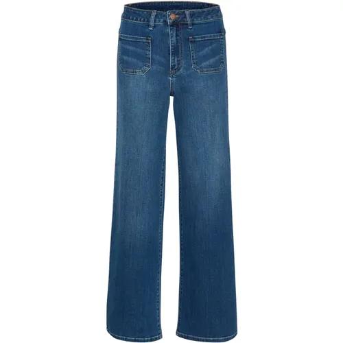 Flared Jeans Medium Washed Denim , Damen, Größe: 3XL - Kaffe - Modalova