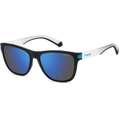 Matte Black/Blue Mirrored Sunglasses , unisex, Sizes: 56 MM - Polaroid - Modalova