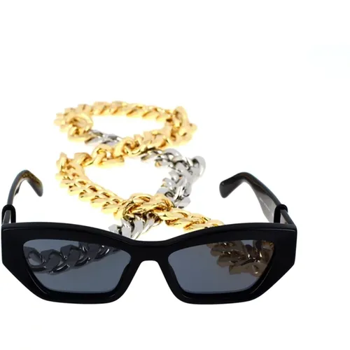 Dicke Cat-Eye Sonnenbrille mit goldenenieten - Stella Mccartney - Modalova