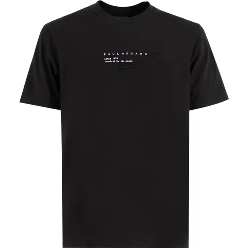 Bedrucktes Baumwoll-Crewneck-T-Shirt , Herren, Größe: XL - PAUL & SHARK - Modalova