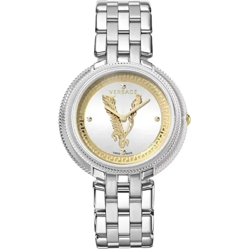 Thea Silver Gold Watch , female, Sizes: ONE SIZE - Versace - Modalova