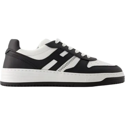 Black Leather Sneakers with Top Laces , male, Sizes: 6 UK, 5 UK, 7 UK, 9 UK - Hogan - Modalova