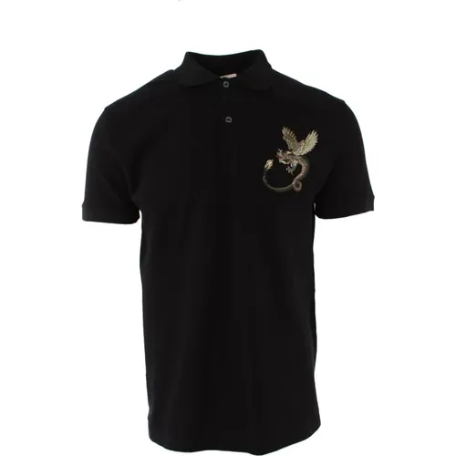 Schwarzes Polo T-Shirt mit Brustlabel - alexander mcqueen - Modalova