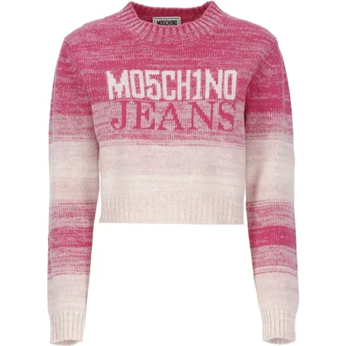 Fuchsia Wool Striped Sweater , female, Sizes: M - Moschino - Modalova
