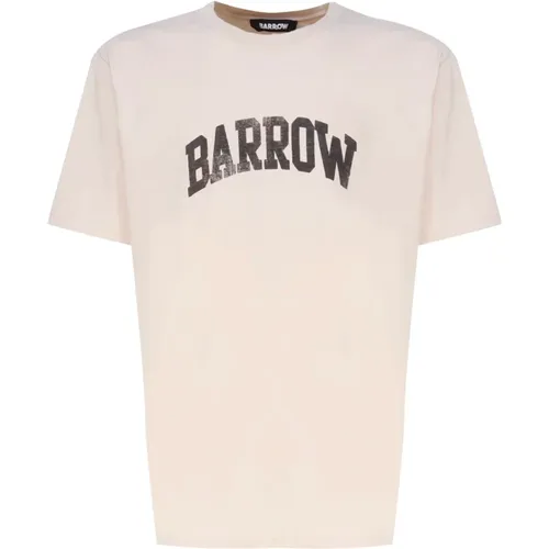 Logo Print Crew Neck Cotton T-shirt , unisex, Sizes: M - Barrow - Modalova