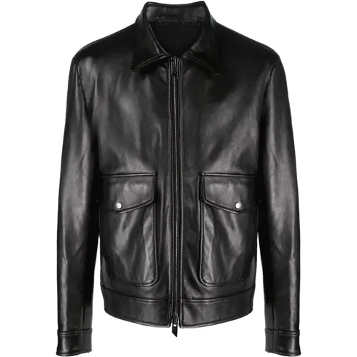 Leather Jacket with Wool Lining , male, Sizes: L - Salvatore Santoro - Modalova
