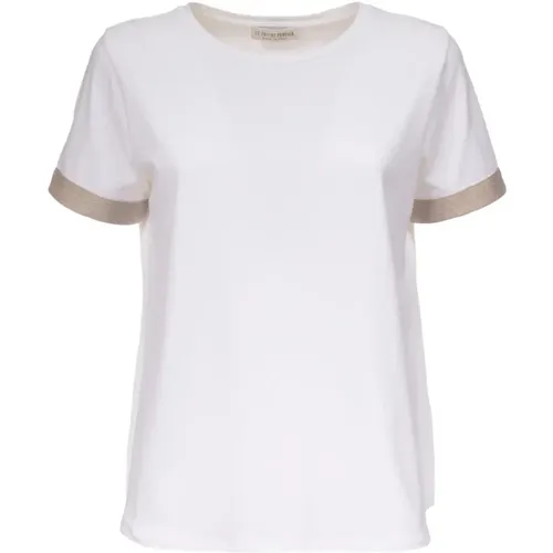 Kurzarm T-Shirt aus Baumwolle , Damen, Größe: S - Le Tricot Perugia - Modalova