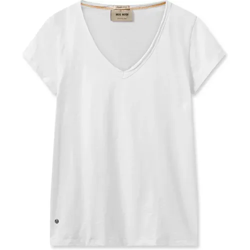 Simple V-Neck Tee , female, Sizes: XS, S, M, XL, L - MOS MOSH - Modalova