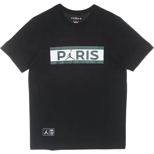 Paris Saint Germain Wordmark Tee Schwarz , Herren, Größe: M - Jordan - Modalova