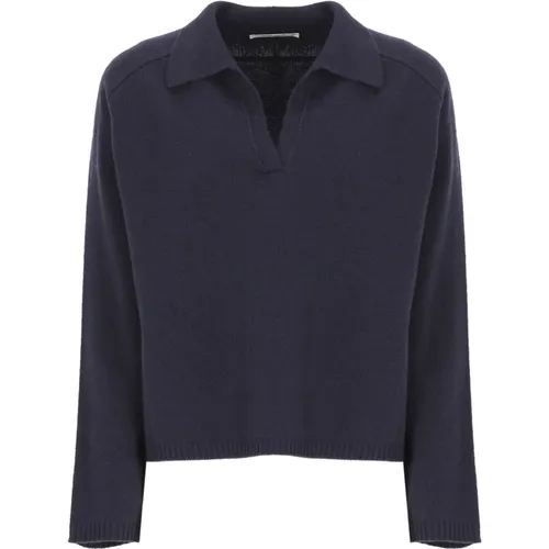 Blaue Kaschmirwollpullover Damen Kragen , Damen, Größe: M - Kangra - Modalova