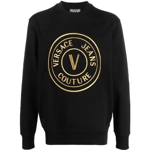 D Embro Pullover Schwarz/Gold Herren , Herren, Größe: S - Versace Jeans Couture - Modalova