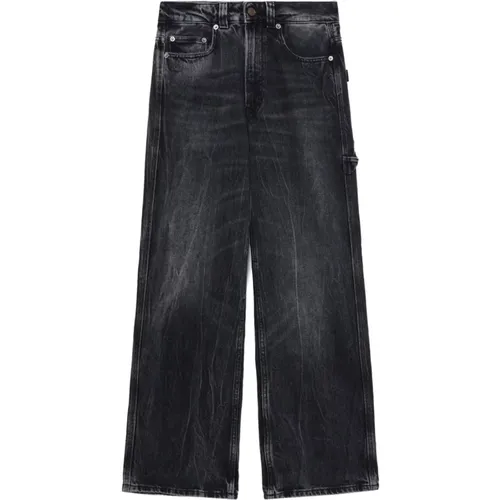 Schwarze Wide Leg Jeans mit Abgenutztem Effekt , Damen, Größe: W24 - Haikure - Modalova