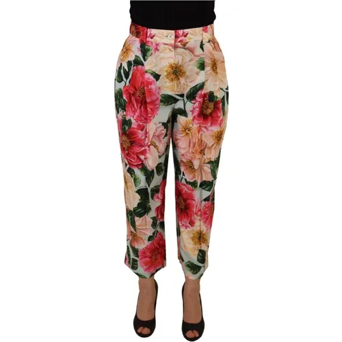 Flora Hohe Taille Cropped Hose , Damen, Größe: 3XS - Dolce & Gabbana - Modalova