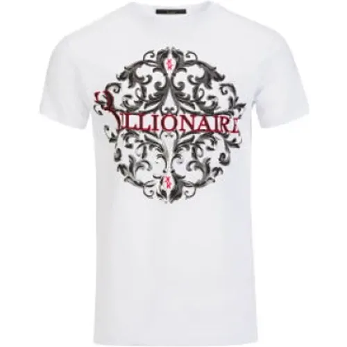 Weißes Logo-Print-Baumwoll-T-Shirt - Billionaire - Modalova