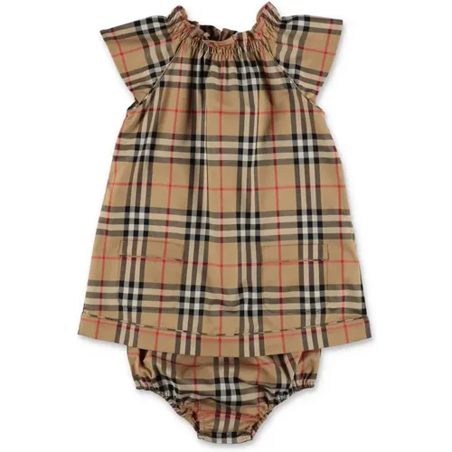 Vintage Check Baumwollpopeline Kleid und Coulottes für Baby Mädchen - Burberry - Modalova