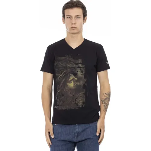 Casual V-Ausschnitt T-Shirt mit Frontdruck - Trussardi - Modalova